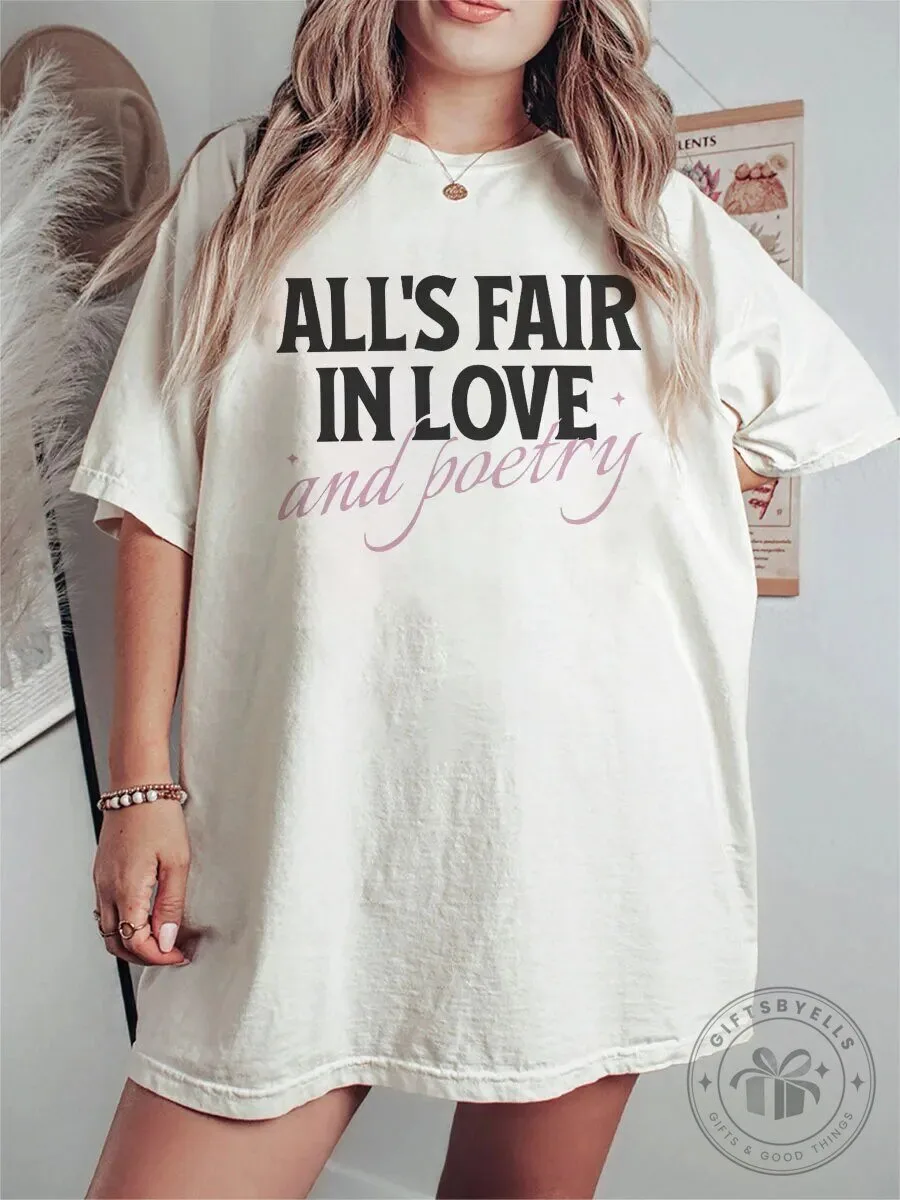 All's Fair In Love And Poetry Vintage Style Oversized T-Shirt