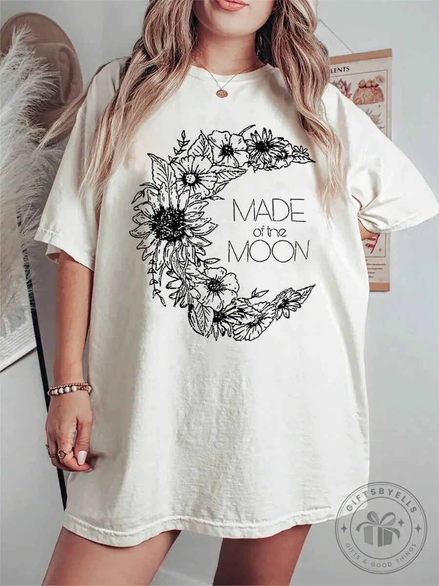 Made Of The Moon Floral Crescent Celestial Oversized T-Shirt
